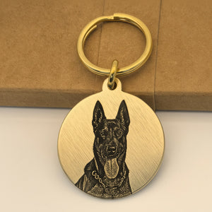 BuddyGlee Custom Brass Pet ID Tag - Deep Engraved & Handmade | Modern Rugged Face with Raised Slot