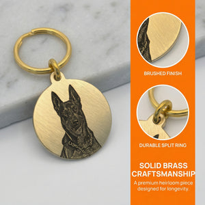 BuddyGlee Custom Brass Pet ID Tag - Deep Engraved & Handmade | Modern Rugged Face with Raised Slot