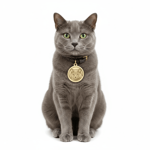 Brass Pet ID Tag - Personalized Round Dog Tag Deep Engraving Outer Hole Design