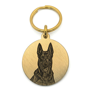 BuddyGlee Custom Brass Pet ID Tag - Deep Engraved & Handmade | Modern Rugged Face with Raised Slot