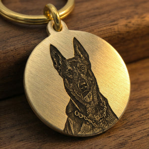 BuddyGlee Custom Brass Pet ID Tag - Deep Engraved & Handmade | Modern Rugged Face with Raised Slot
