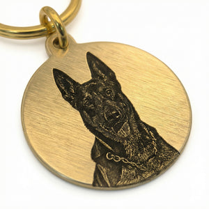 BuddyGlee Custom Brass Pet ID Tag - Deep Engraved & Handmade | Modern Rugged Face with Raised Slot