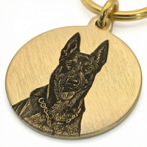 BuddyGlee Custom Brass Pet ID Tag - Deep Engraved & Handmade | Modern Rugged Face with Raised Slot