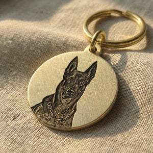 BuddyGlee Custom Brass Pet ID Tag - Deep Engraved & Handmade | Modern Rugged Face with Raised Slot
