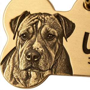 BuddyGlee Custom Brass Bone Tag - Deep Engraved & Handmade | Classic Bone Shape, Durable Smooth Edge