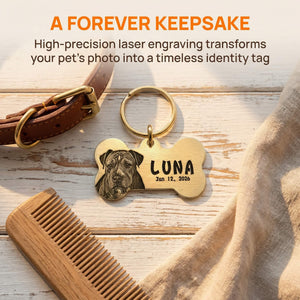 BuddyGlee Custom Brass Bone Tag - Deep Engraved & Handmade | Classic Bone Shape, Durable Smooth Edge