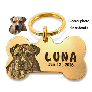 BuddyGlee Custom Brass Bone Tag - Deep Engraved & Handmade | Classic Bone Shape, Durable Smooth Edge