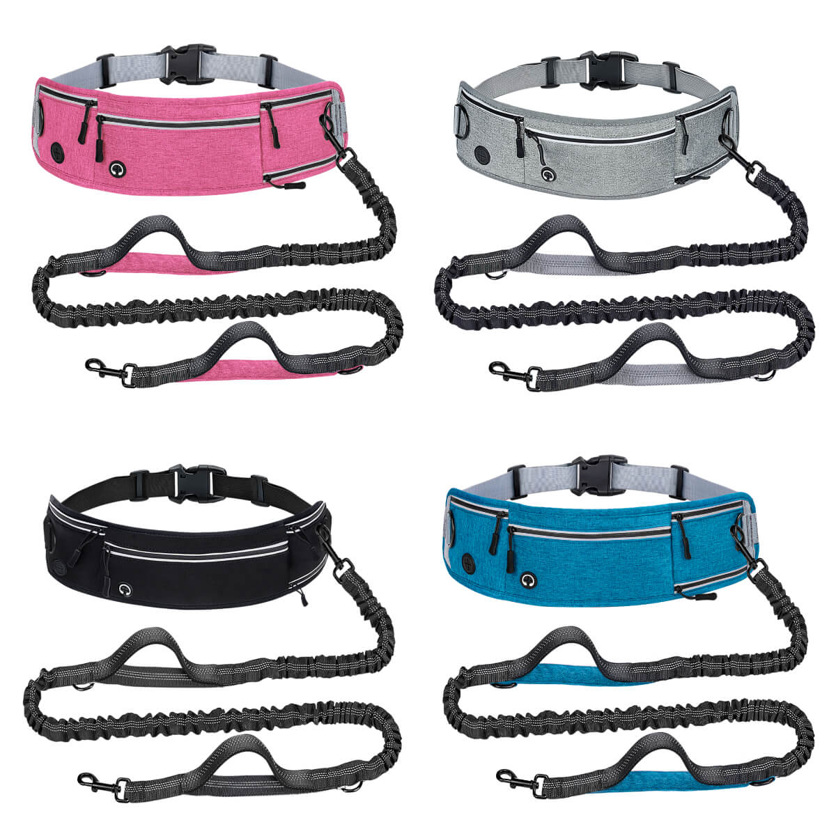 Running Waist Bag with Dog Leash - Hands - Free Reflective Belt for Jogging - BuddyGlee Pets