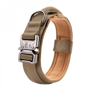 Tactical Dog Collar for Large Dogs - Heavy Duty with Control Handle & Velcro Patch