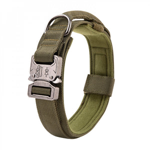 Tactical Dog Collar for Large Dogs - Heavy Duty with Control Handle & Velcro Patch