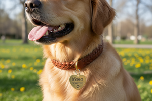 狗狗佩戴个性化黄铜ID标签