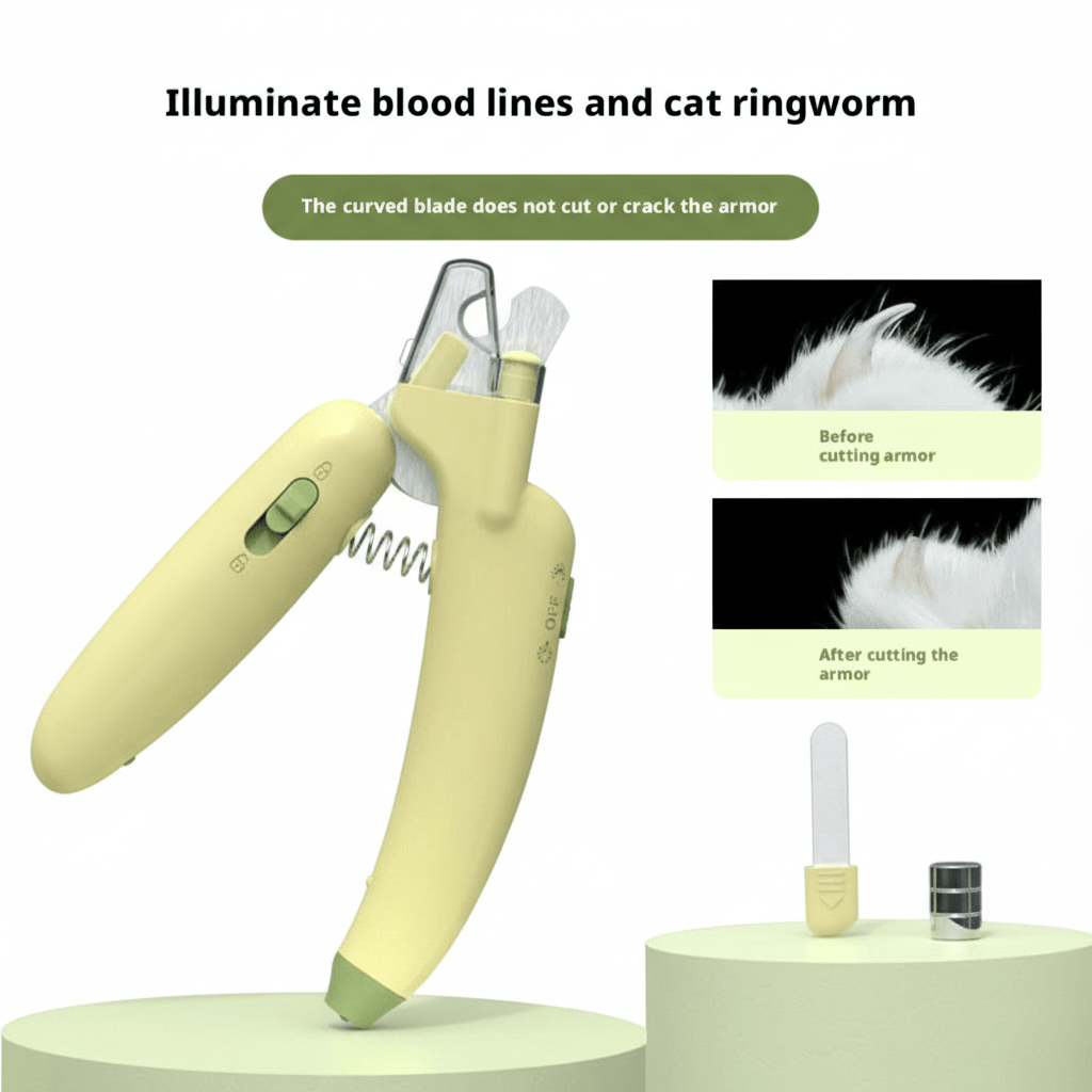 LED Pet Nail Clippers with UV Light - Professional Dog & Cat Nail Trimmer with Safety Guard - BuddyGlee Pets