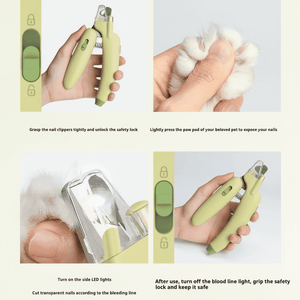 LED Pet Nail Clippers with UV Light - Professional Dog & Cat Nail Trimmer with Safety Guard - BuddyGlee Pets