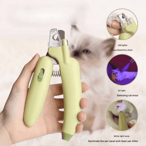 LED Pet Nail Clippers with UV Light - Professional Dog & Cat Nail Trimmer with Safety Guard - BuddyGlee Pets