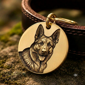 BuddyGlee Custom Brass Pet ID Tag - Deep Engraved & Handmade | Minimalist Face with Reinforced Slot