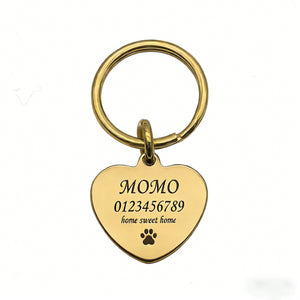 BuddyGlee Custom Brass Heart Tag - Deep Engraved & Handmade | Elegant Heart Shape, Polished Brass Finish