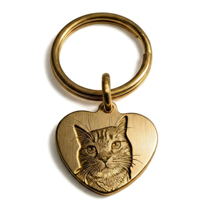 BuddyGlee Custom Brass Heart Tag - Deep Engraved & Handmade | Elegant Heart Shape, Polished Brass Finish